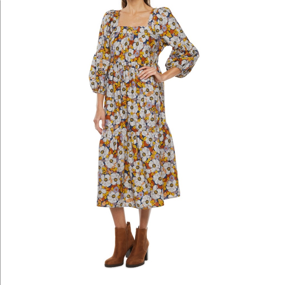 a.n.a 3/4 Sleeve Midi Peasant Dress